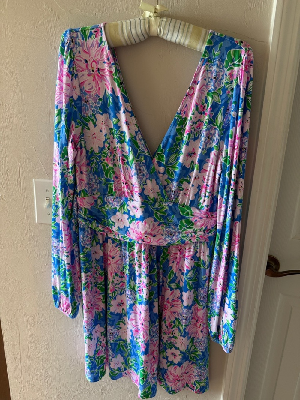 Lilly Riza long sleeve romper in Multi Spring In Your Step